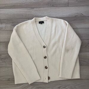 Quince Mongolian Cashmere Fisherman Boxy Cropped Cardigan Sweater